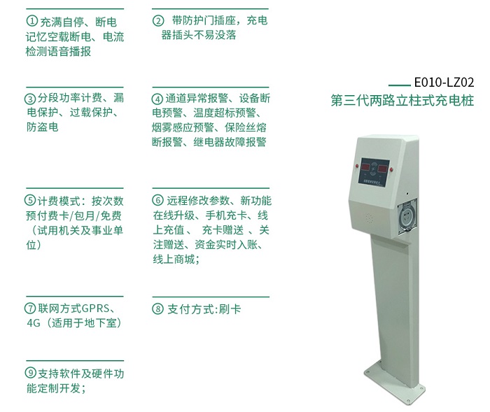 大功率電動車充電站2路產品功能